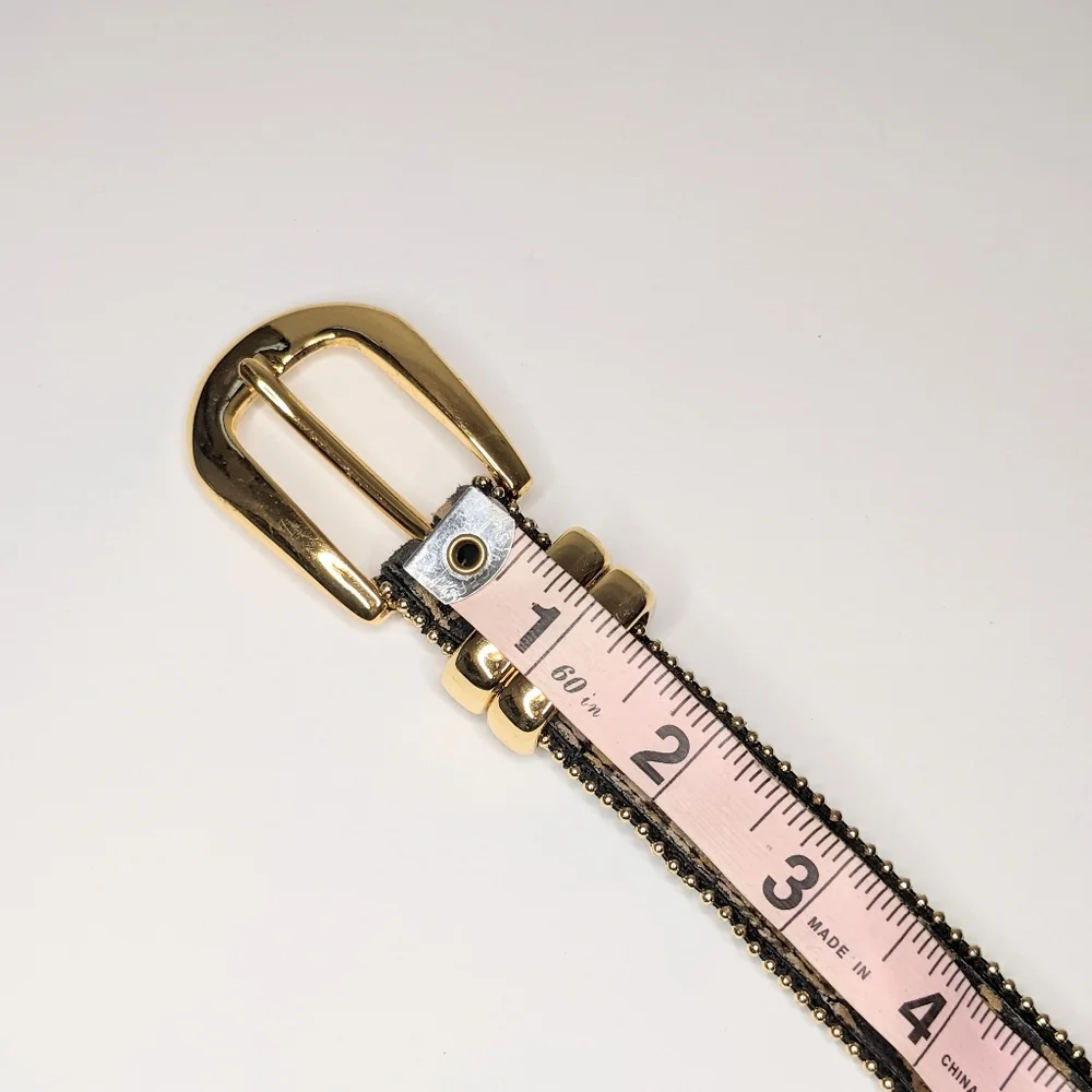 Amiee Lynn Leopard Print Leather Gold Stud/Buckle Belt M